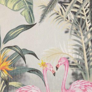 Fototapet vinil palmier flamingo gri deschis