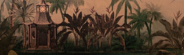 Fototapet vinil palmieri si lac bej